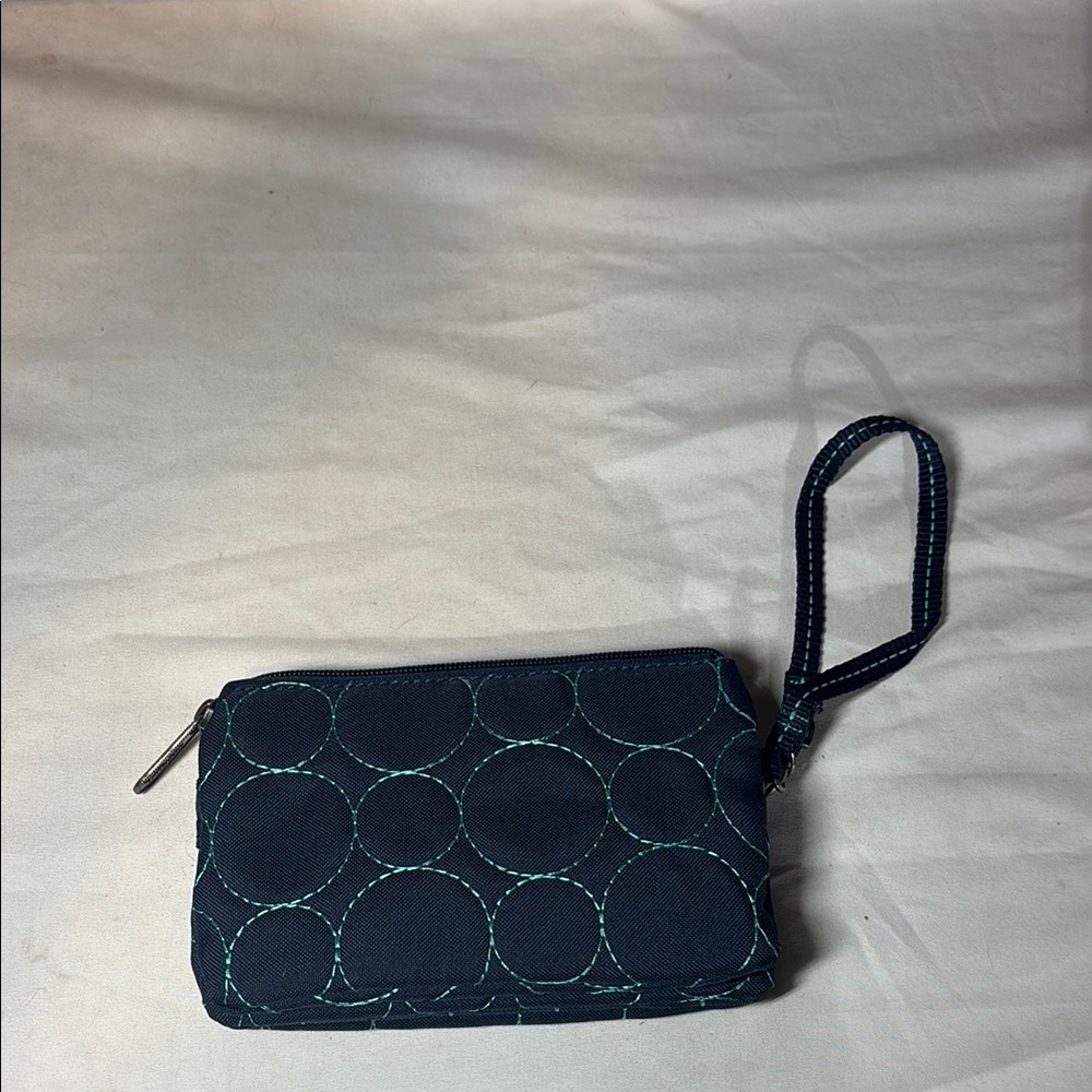 Thirty-One Blue Geometric Wristlet Clutch